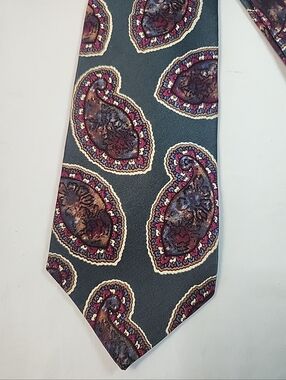 Christian Dior Monsieur Silk Tie Vintage Paisley Print Made in Italy Designer 4"
